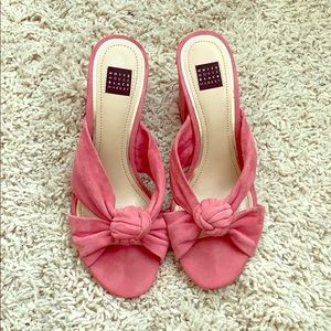 Pink faux suede sandals